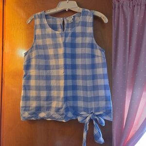 J. Crew Blue and White Checkered Tank Top